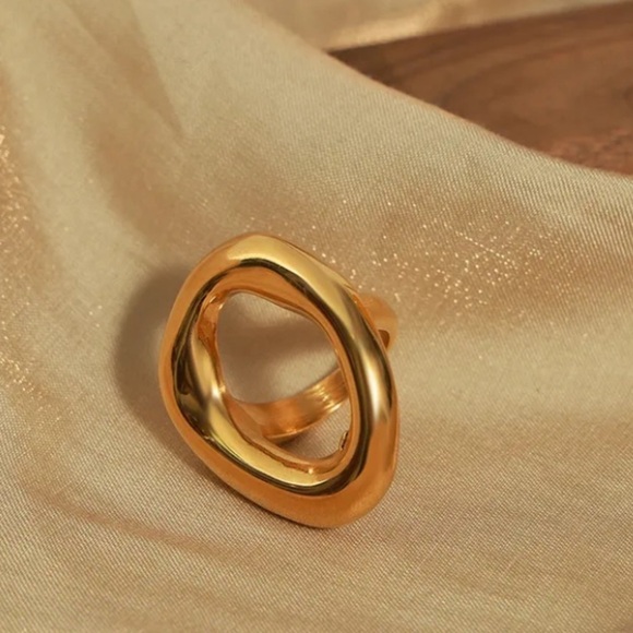 Stainless Steel Hollow Out Gold Ring - Picture 7 of 12